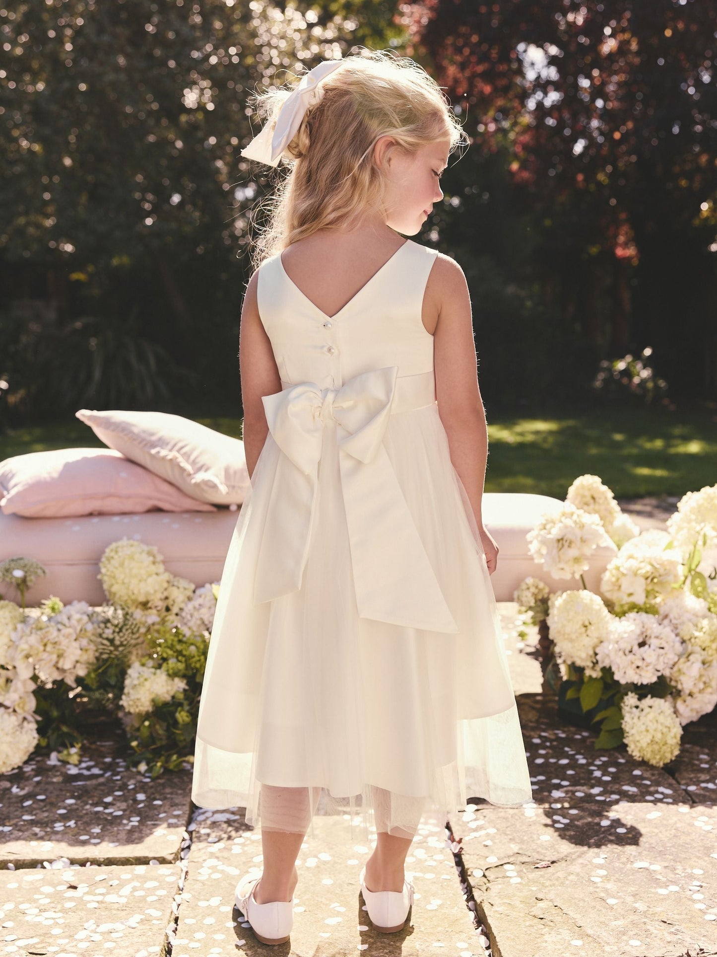 Ivory Cream Flower Girl Bow Dress (3mths-16yrs)