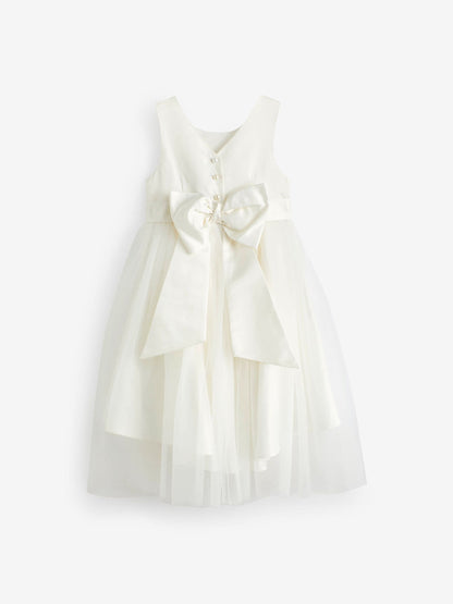 Ivory Cream Flower Girl Bow Dress (3mths-16yrs)