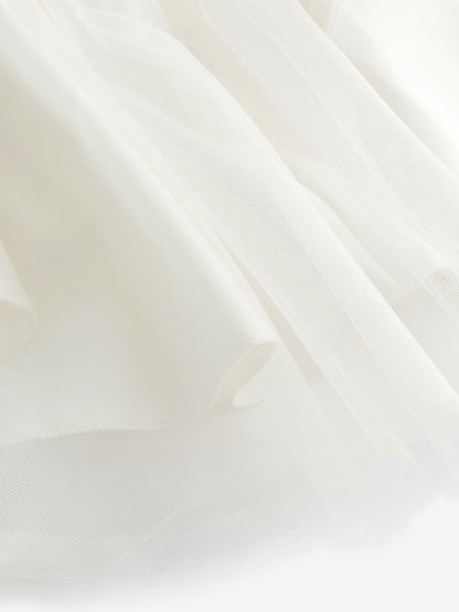 Ivory Cream Flower Girl Bow Dress (3mths-16yrs)