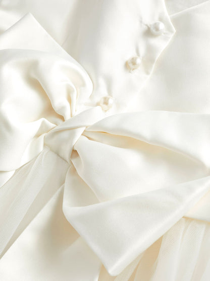 Ivory Cream Flower Girl Bow Dress (3mths-16yrs)