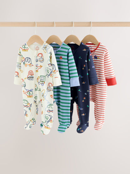 Navy Transport Two Way Zip Sleepsuits 4 Pack - image 1