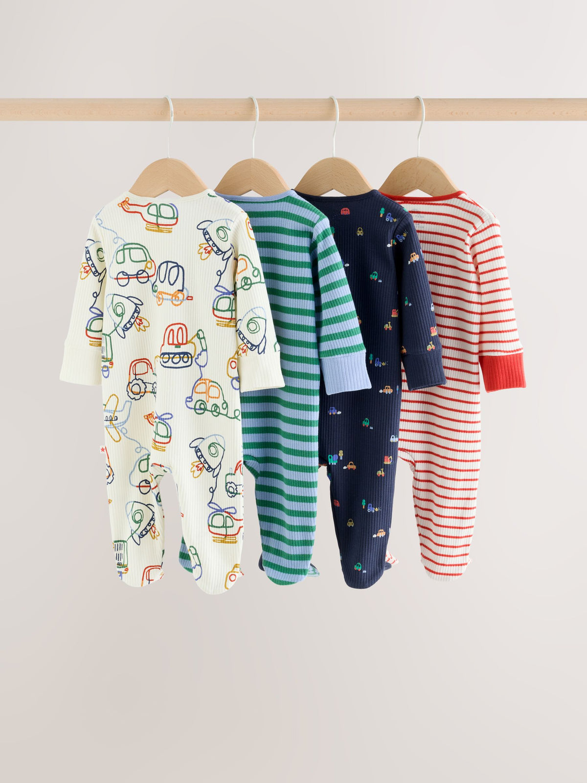 Navy Transport Two Way Zip Sleepsuits 4 Pack - image 2