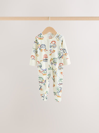Navy Transport Two Way Zip Sleepsuits 4 Pack - image 6