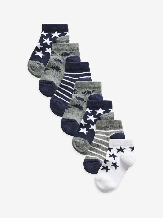 Blue Cotton Rich Trainer Socks 7 Pack image 1