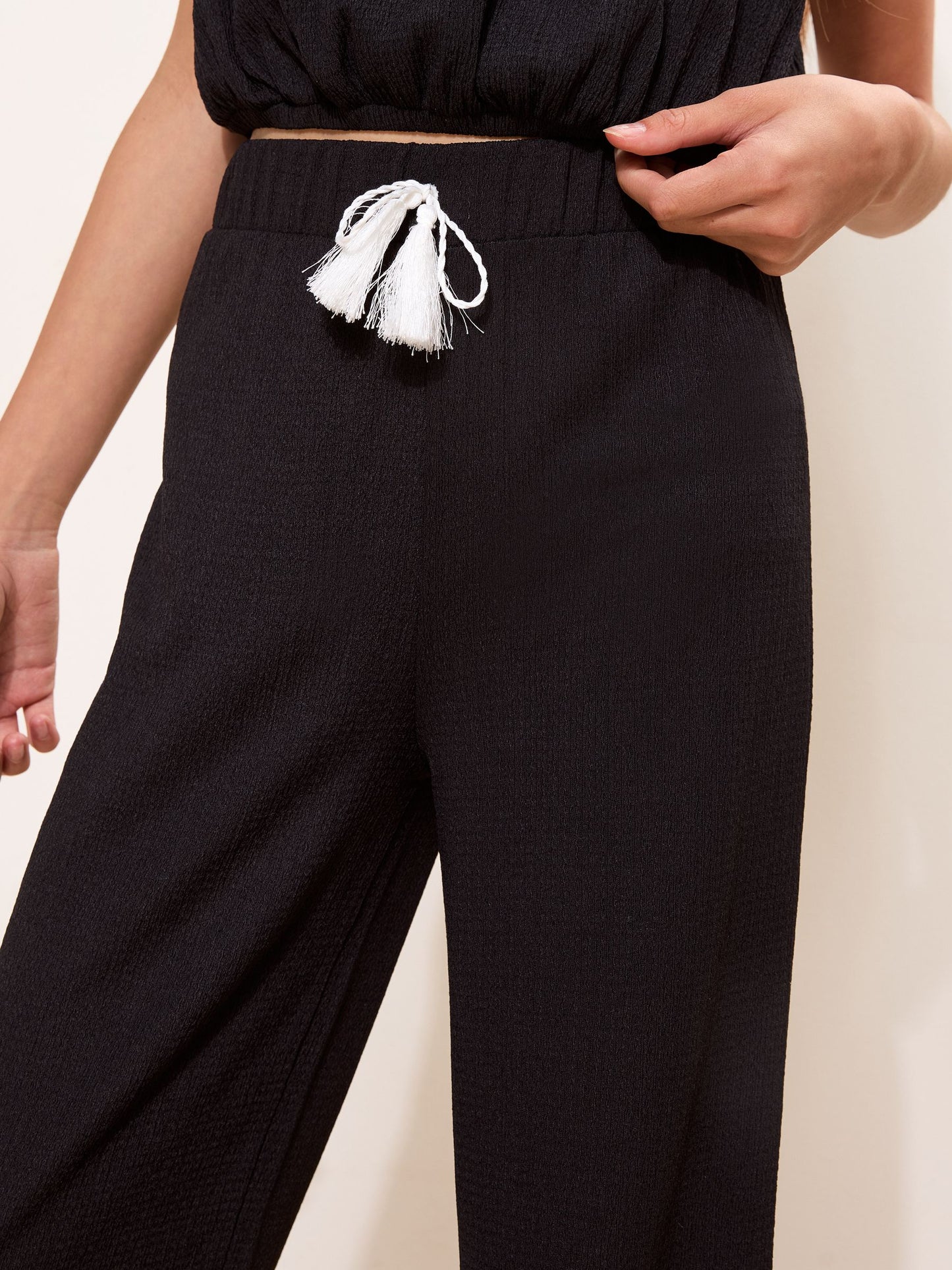 Dsiney Kidz - Lipsy Black Contrast Trim Jersey Holiday Trousers (5-14yrs) image 3