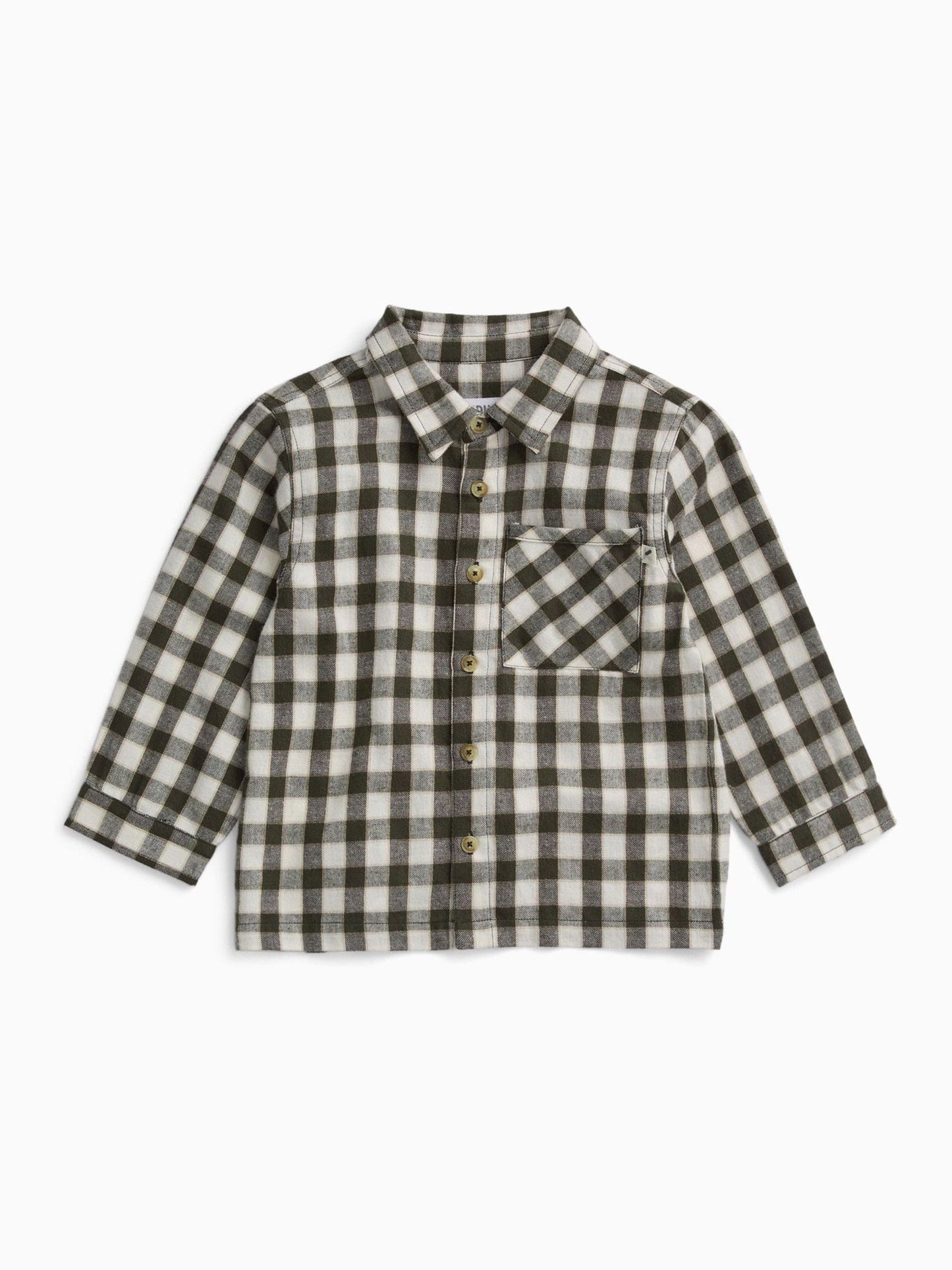 Dsiney Kidz - KIDLY by MORI Green Khaki Check Soft Cotton Button Down Shirt image 2