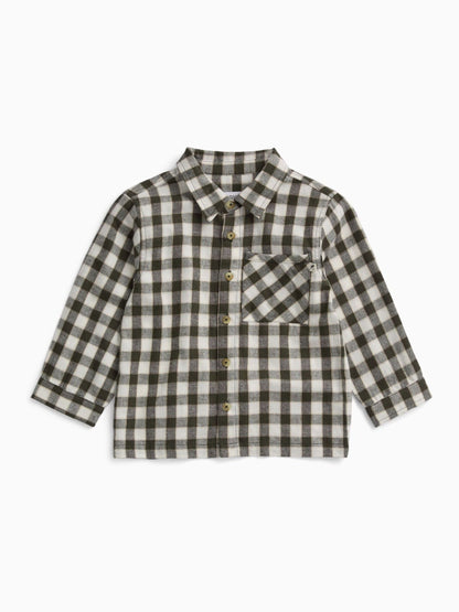 Dsiney Kidz - KIDLY by MORI Green Khaki Check Soft Cotton Button Down Shirt image 2