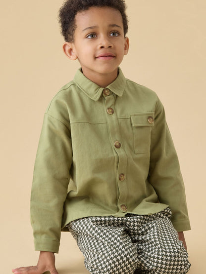Dsiney Kidz - KIDLY by MORI Green Sage Soft Twill Button Down Overshirt image 1