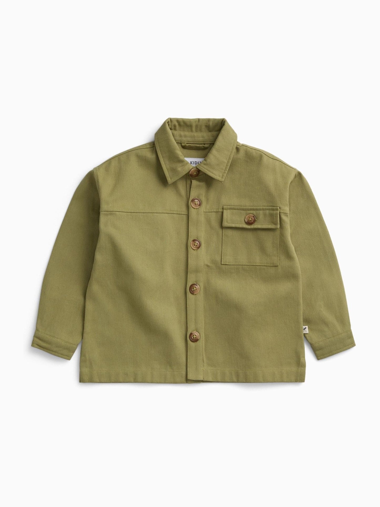 Dsiney Kidz - KIDLY by MORI Green Sage Soft Twill Button Down Overshirt image 2