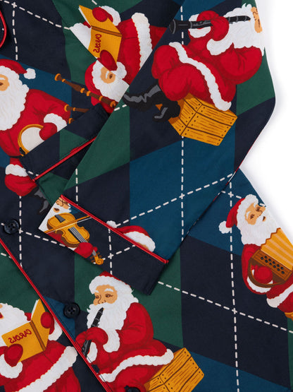 Chelsea Peers Blue Kids Cotton Argyle Musical Santa Print Long Pyjamas Set - image 8