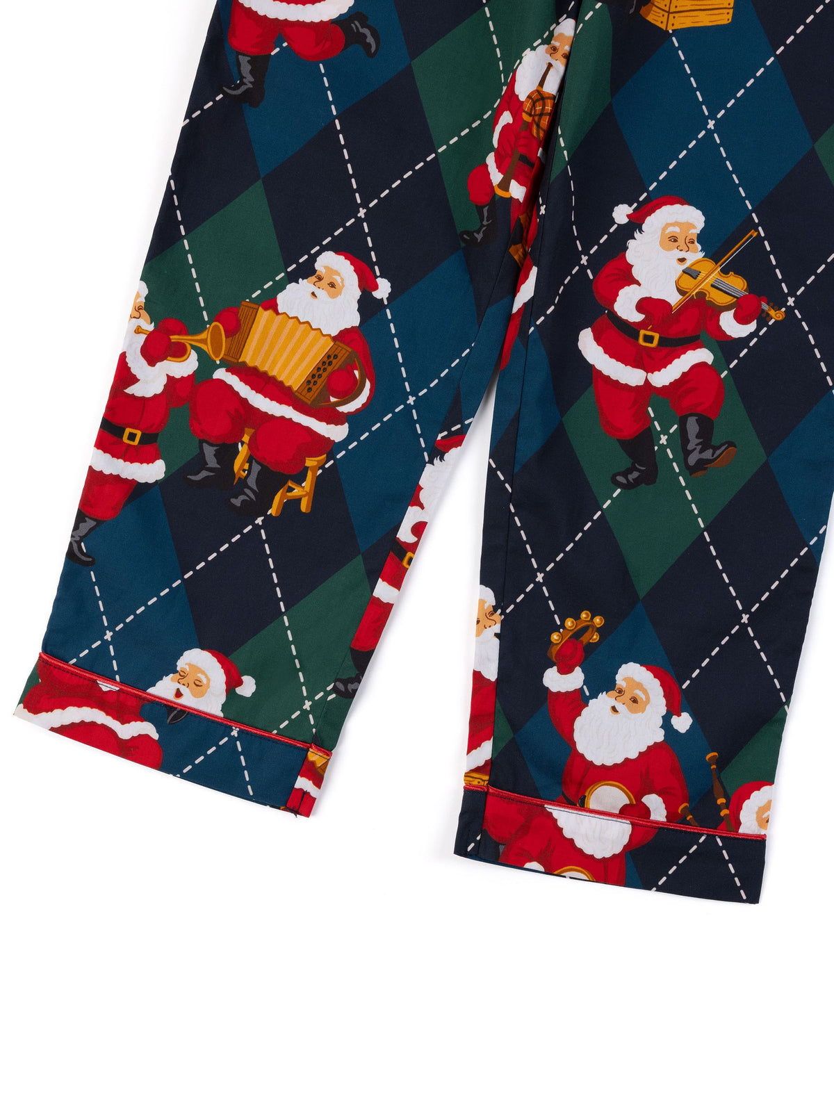 Chelsea Peers Blue Kids Cotton Argyle Musical Santa Print Long Pyjamas Set - image 9