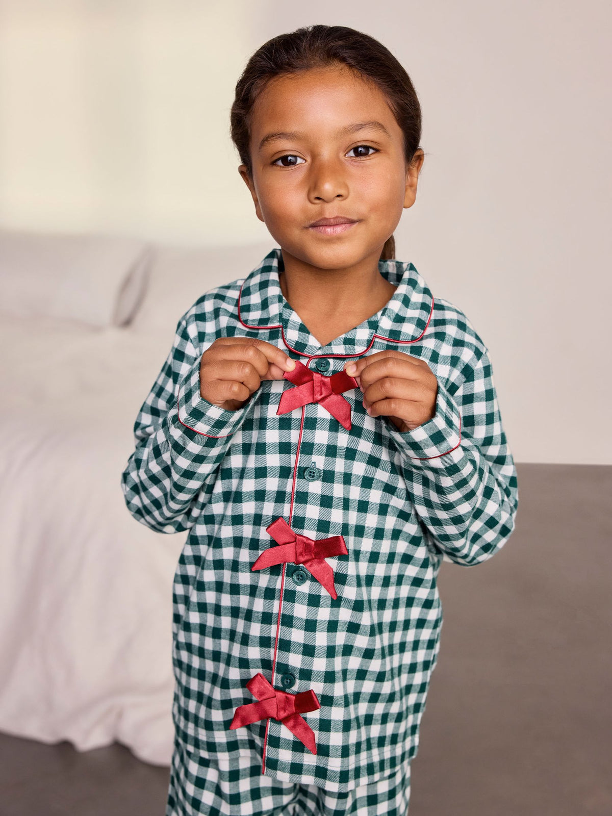 Chelsea Peers Green Kids Cotton Gingham Long Pyjamas Set - image 4