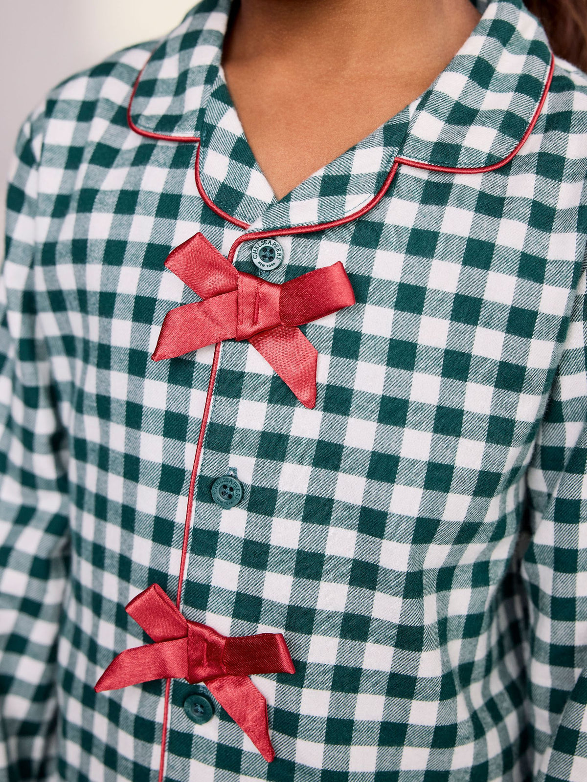 Chelsea Peers Green Kids Cotton Gingham Long Pyjamas Set - image 5