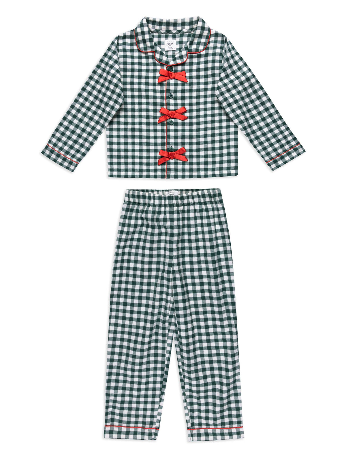 Chelsea Peers Green Kids Cotton Gingham Long Pyjamas Set - image 6