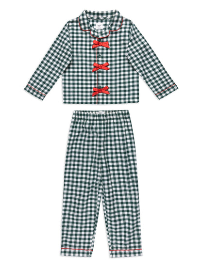 Chelsea Peers Green Kids Cotton Gingham Long Pyjamas Set - image 6
