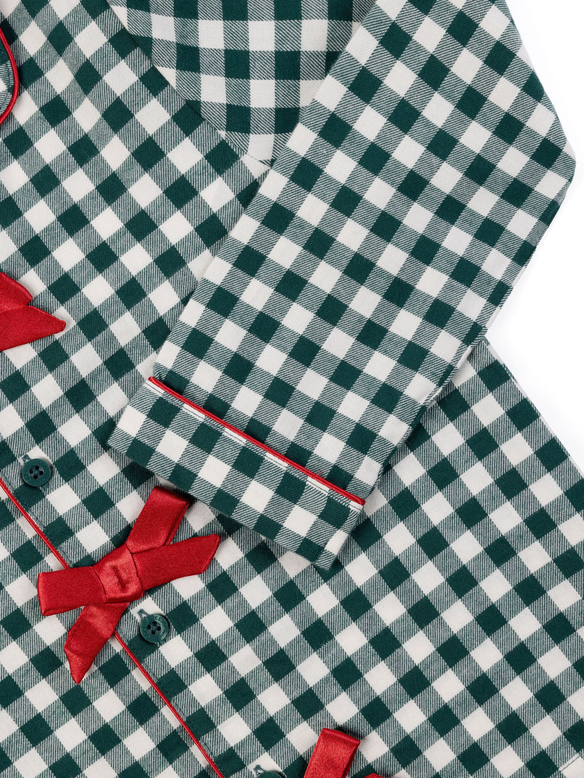 Chelsea Peers Green Kids Cotton Gingham Long Pyjamas Set - image 7
