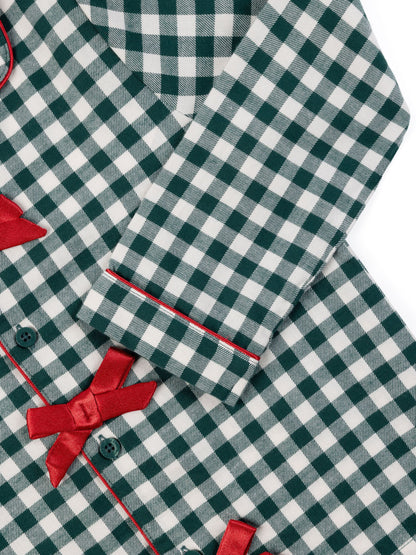 Chelsea Peers Green Kids Cotton Gingham Long Pyjamas Set - image 7
