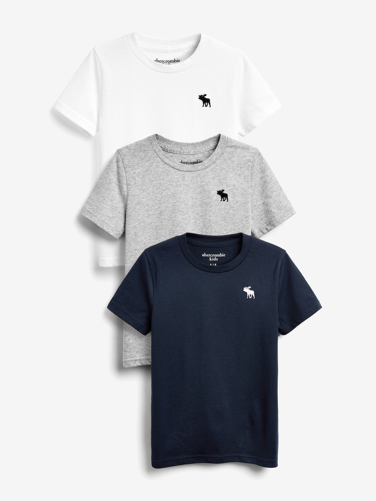 Abercrombie & Fitch Grey/White/Blue Short Sleeve T-Shirts 3 Pack image 1