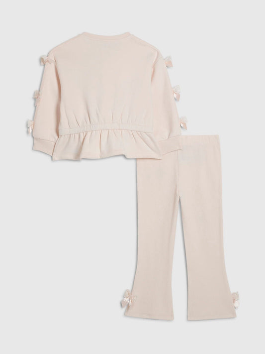 Dsiney Kidz - River Island Pink Poetcore Bow Zip Thru Jacket & Joggers Set image 2