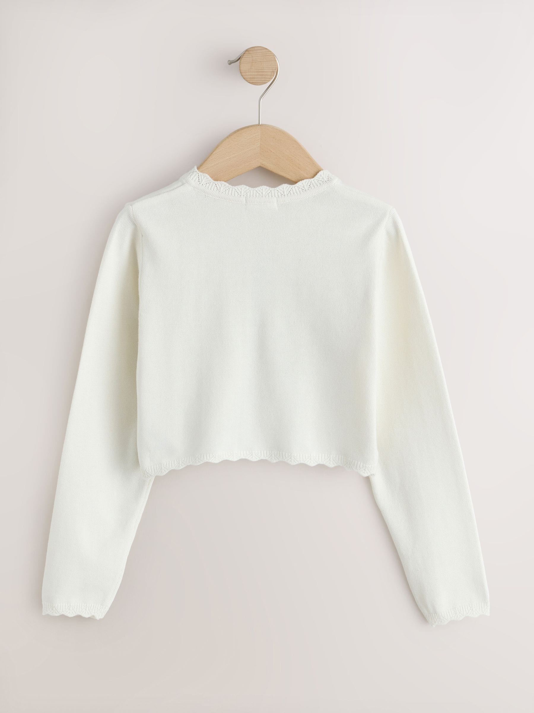 Dsiney Kidz - Ecru Occasion Bridesmaid knitted Cardigan Shrug (3mths-16yrs) image 2
