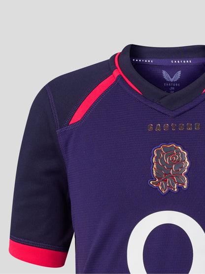 Dsiney Kidz - Castore Red Junior 26/27 England Rugby Alternate Replica Short Sleeve Shirt image 4