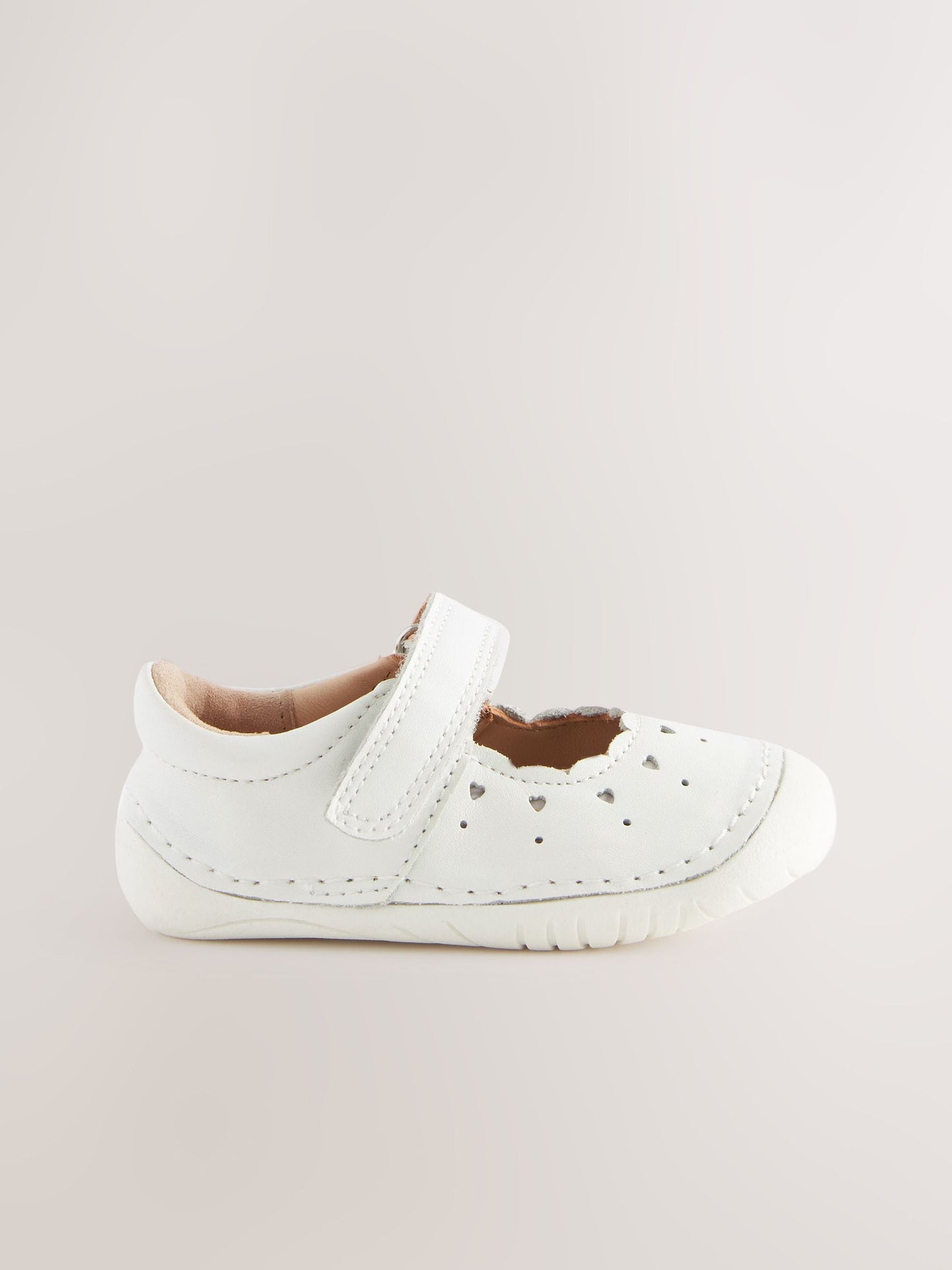 White Leather Standard Fit (F) Crawler Mary Jane Shoes image 2