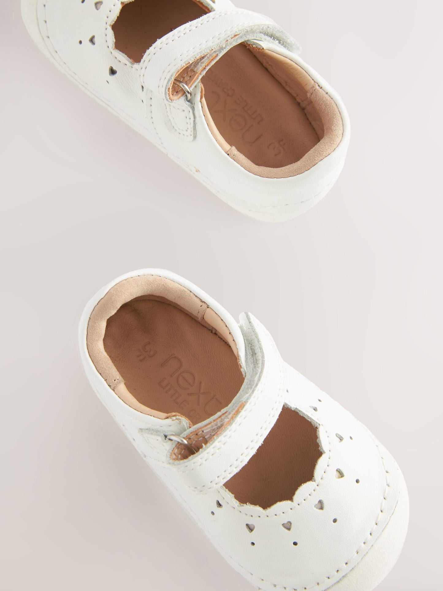 White Leather Standard Fit (F) Crawler Mary Jane Shoes image 4