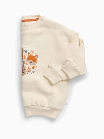 Dsiney Kidz - MORI Cream Supersoft Woodland Placement Print Sweatshirt image 3