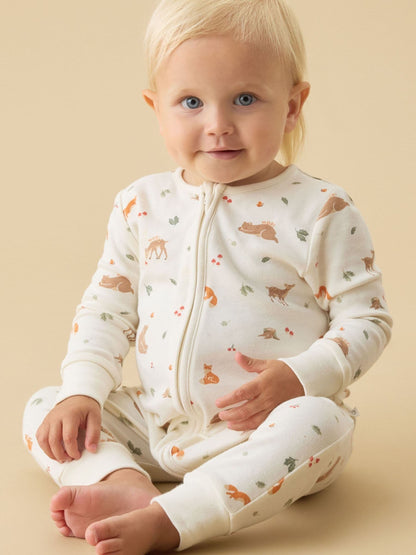 Dsiney Kidz - MORI Cream Supersoft Woodland Two Way Zip-Up Sleepsuit image 2