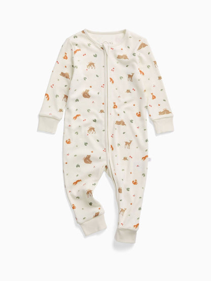 Dsiney Kidz - MORI Cream Supersoft Woodland Two Way Zip-Up Sleepsuit image 3