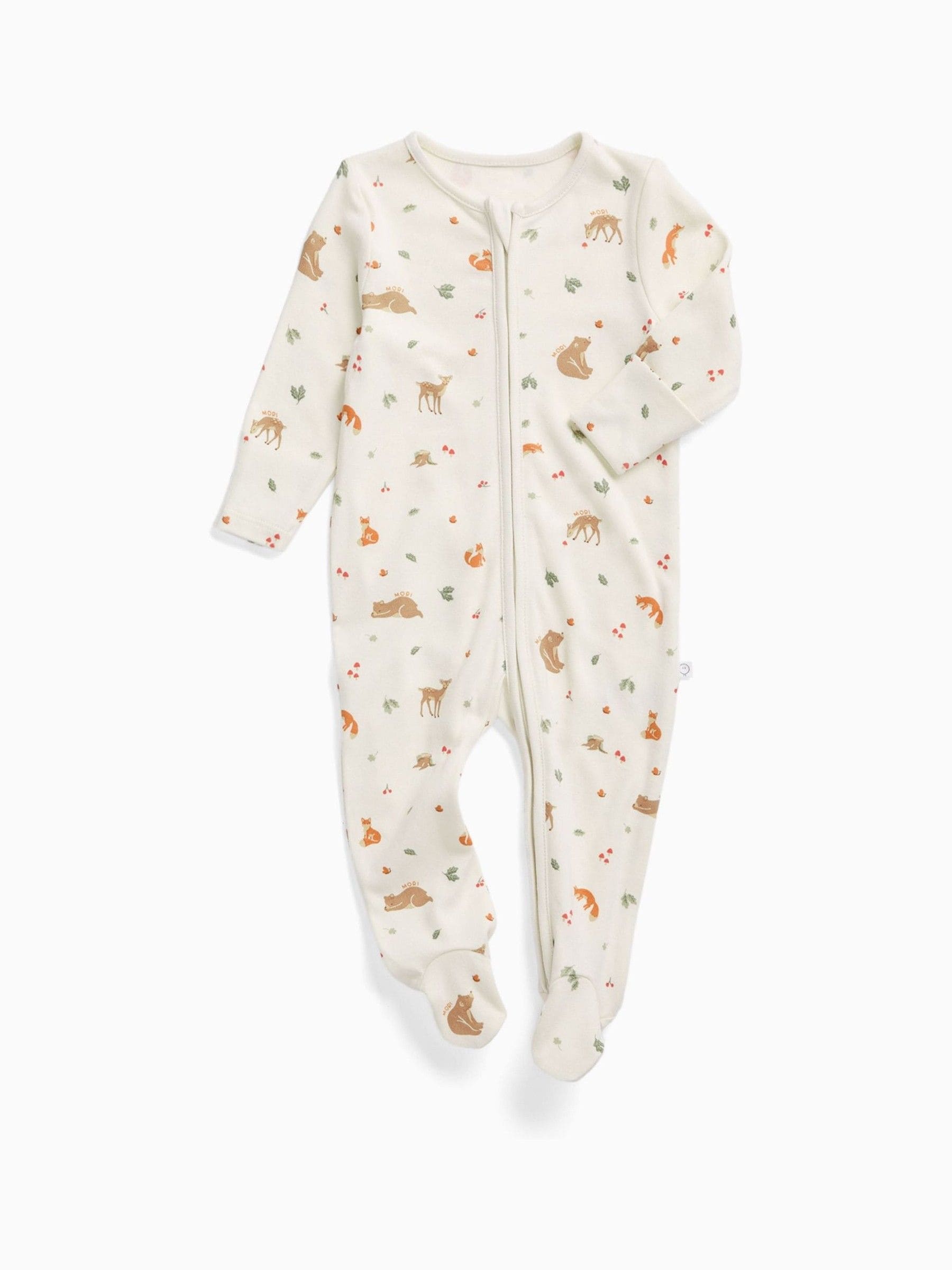 Dsiney Kidz - MORI Cream Supersoft Woodland Two Way Zip-Up Sleepsuit image 4