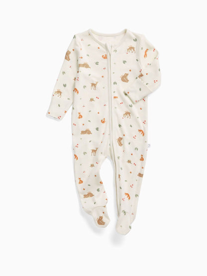 Dsiney Kidz - MORI Cream Supersoft Woodland Two Way Zip-Up Sleepsuit image 4