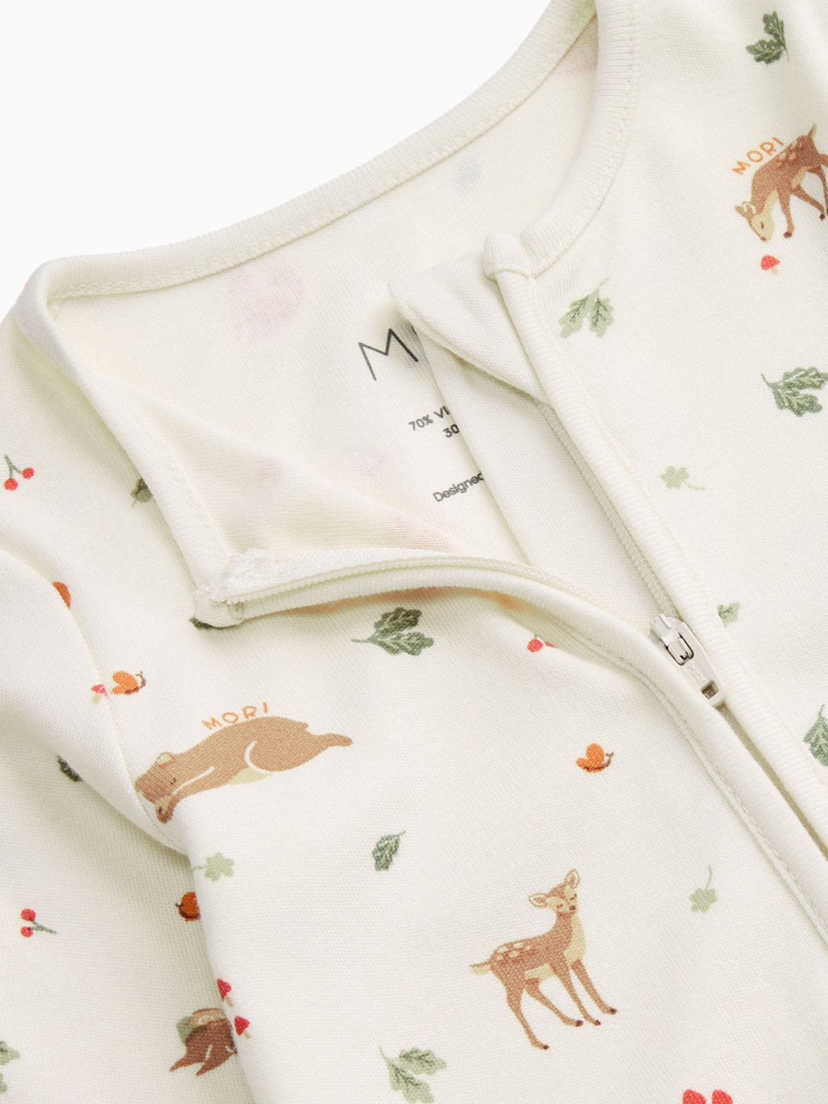 Dsiney Kidz - MORI Cream Supersoft Woodland Two Way Zip-Up Sleepsuit image 5