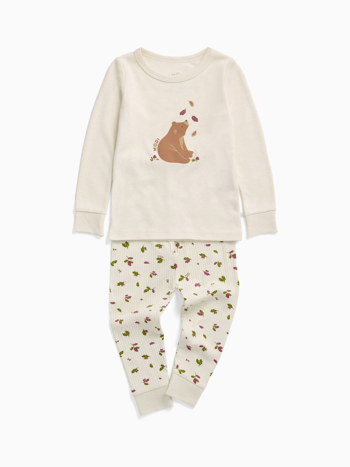 Dsiney Kidz - MORI Cream Supersoft Autumn Leaves Placement Print Pyjamas Set image 1