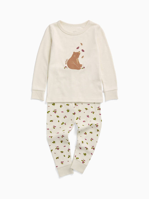 Dsiney Kidz - MORI Cream Supersoft Autumn Leaves Placement Print Pyjamas Set image 1