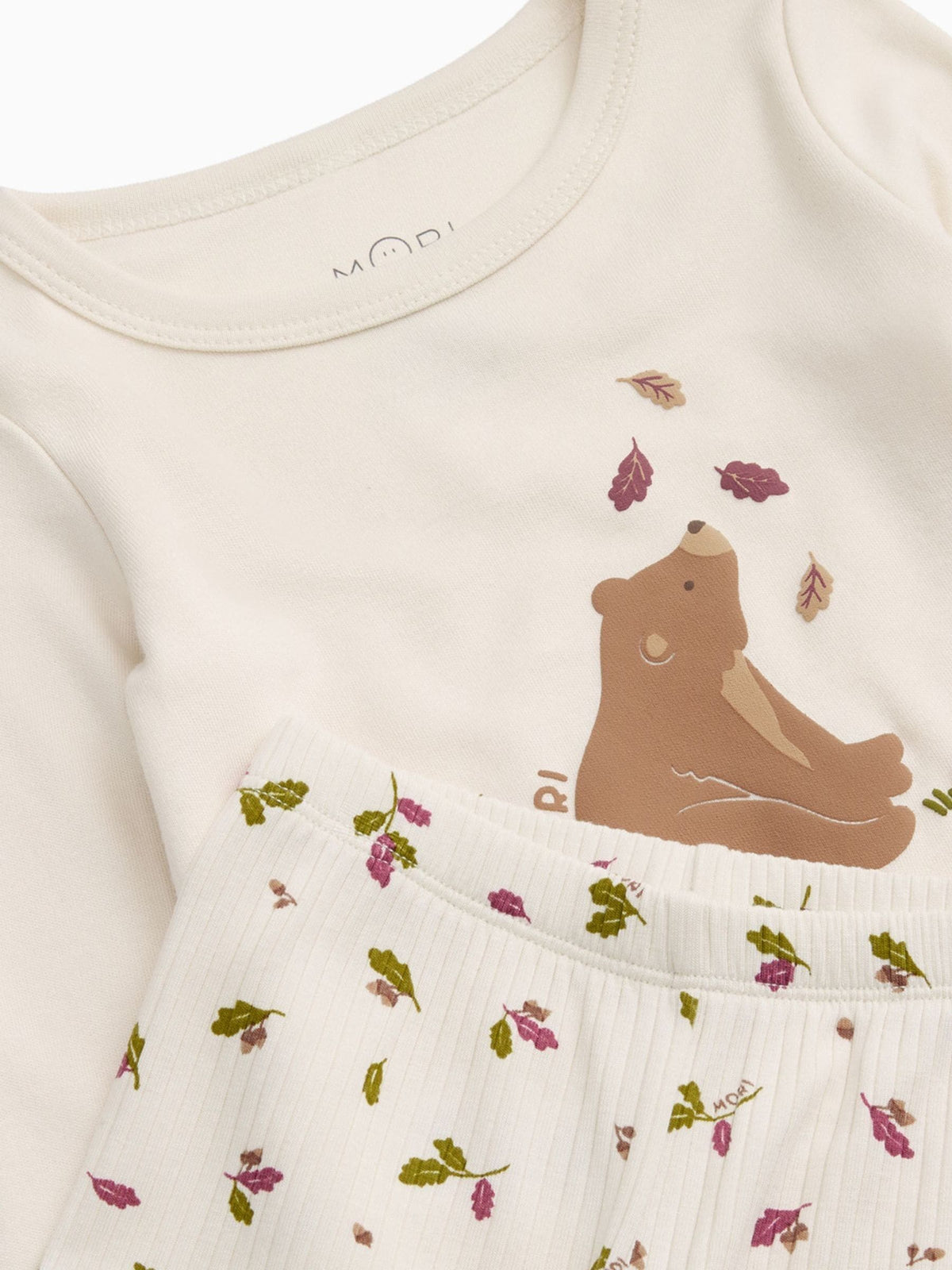Dsiney Kidz - MORI Cream Supersoft Autumn Leaves Placement Print Pyjamas Set image 2