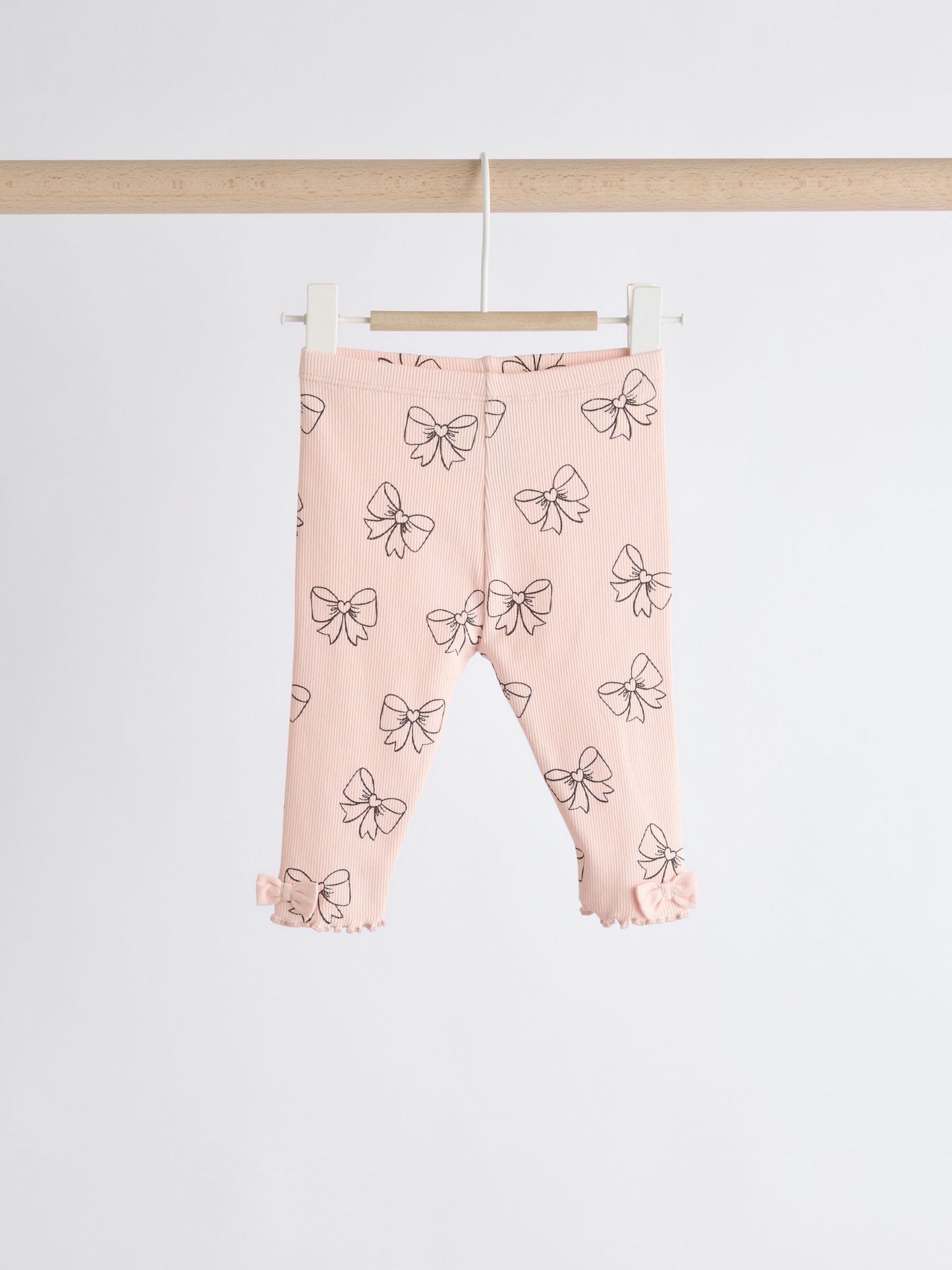 Pink Bow Print Baby Long Sleeve Frill Top And Leggings Set (0mths-2yrs) image 4