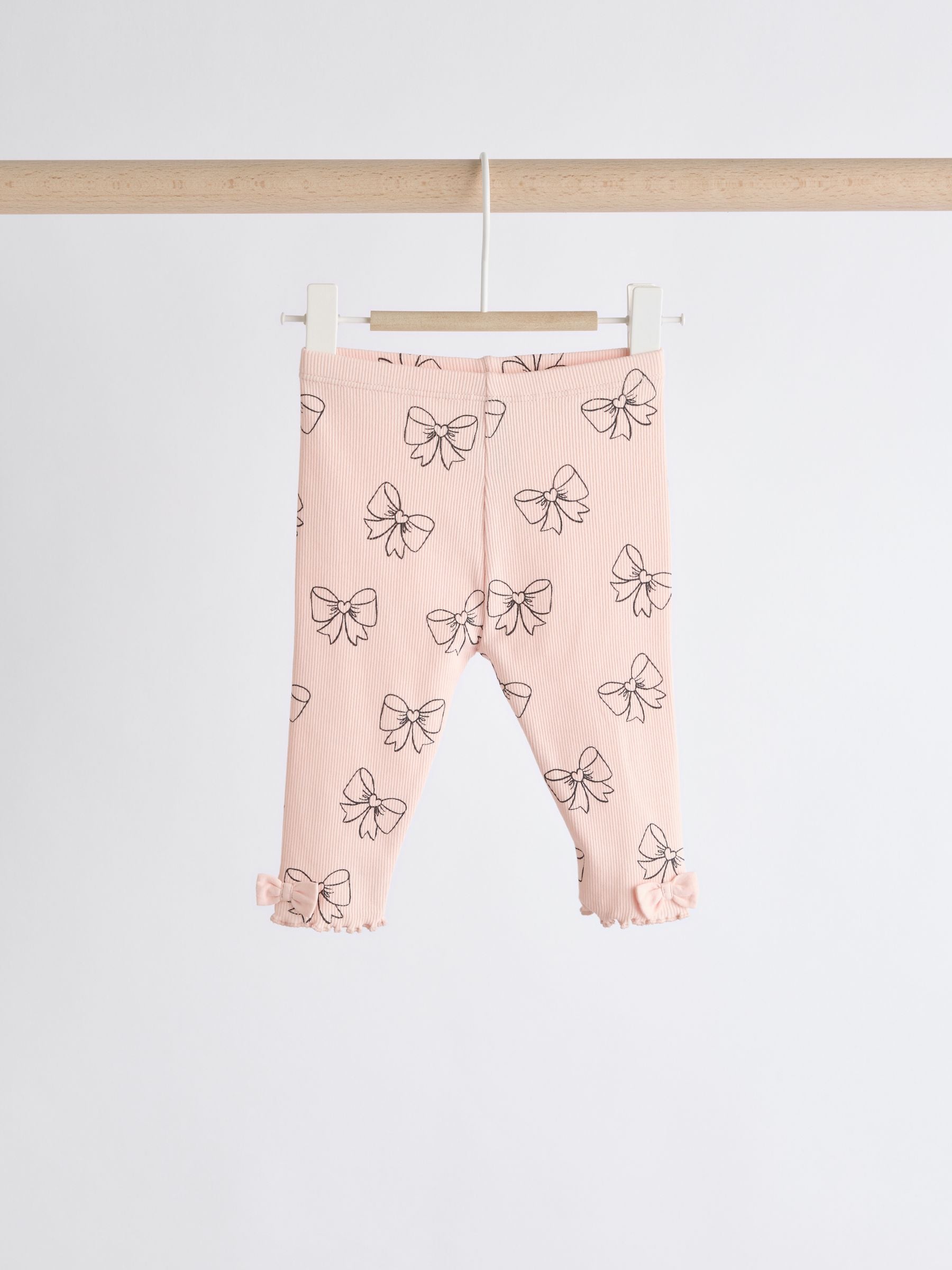 Pink Bow Print Baby Long Sleeve Frill Top And Leggings Set (0mths-2yrs) image 4