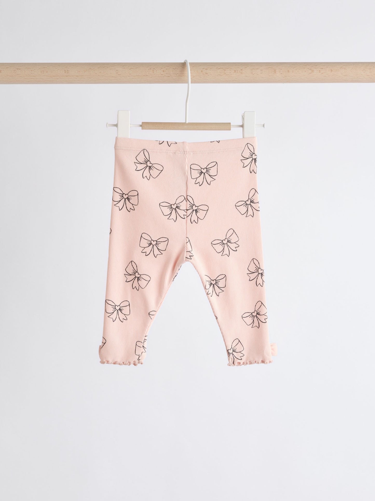 Pink Bow Print Baby Long Sleeve Frill Top And Leggings Set (0mths-2yrs) image 5