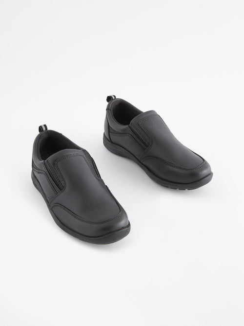 Black Standard Fit (F) School Leather Loafers image 1
