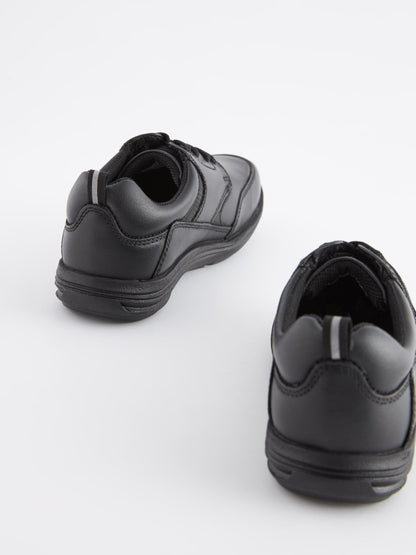 Black Standard Fit (F) School Leather Lace-Up Shoes image 3