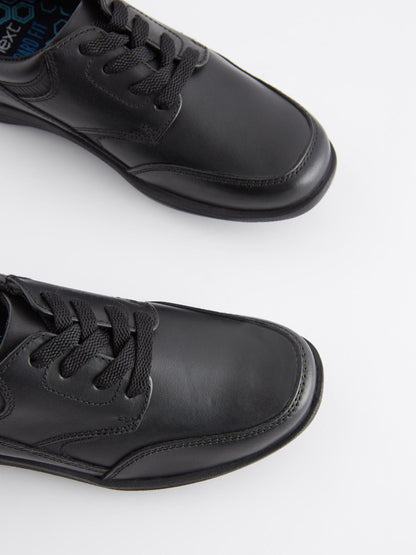 Black Standard Fit (F) School Leather Lace-Up Shoes image 4