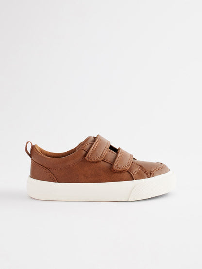 Tan Brown Wide Fit (G) Two Strap Touch Fastening Trainers image 3