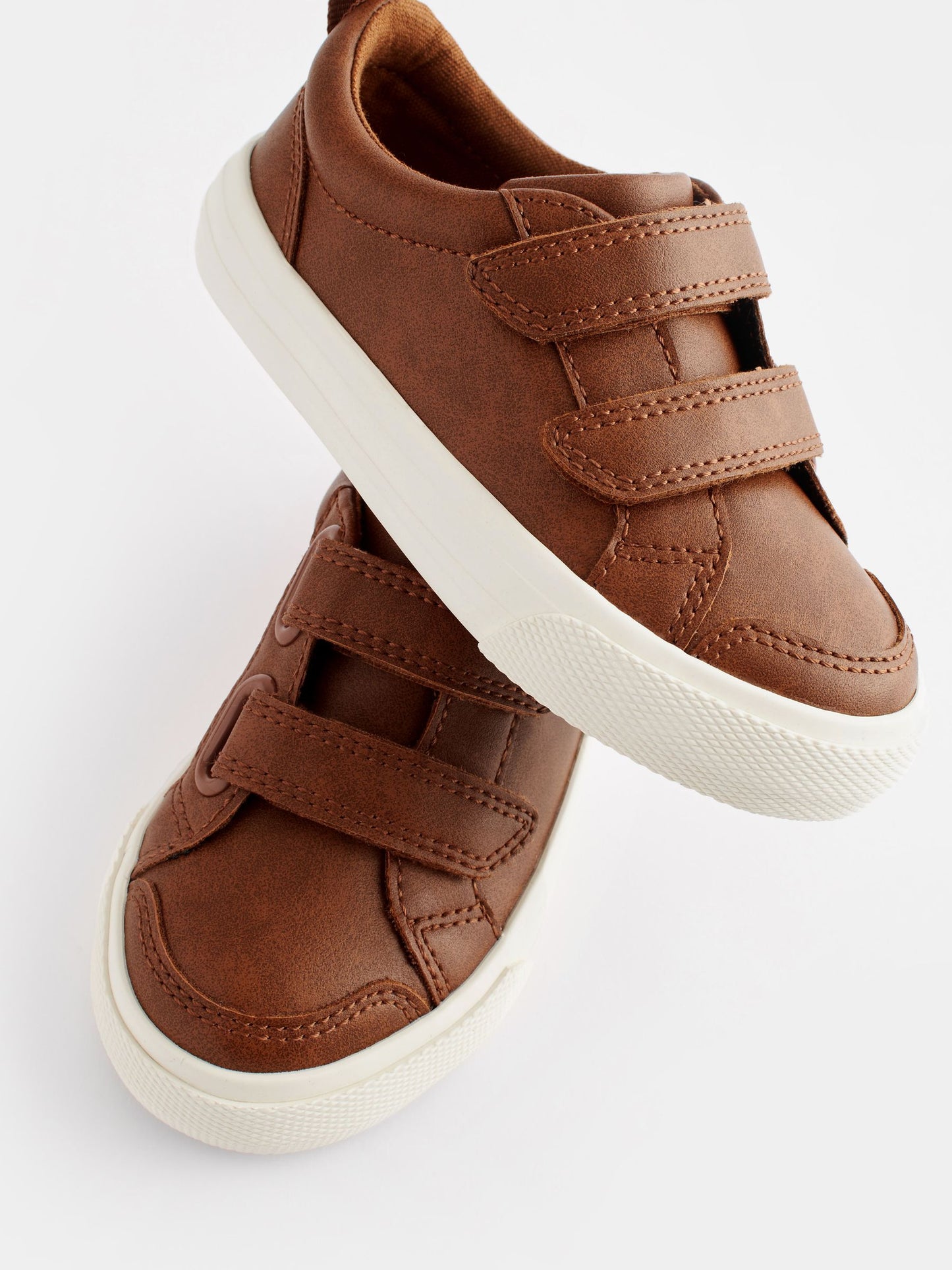 Tan Brown Wide Fit (G) Two Strap Touch Fastening Trainers image 4
