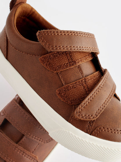 Tan Brown Wide Fit (G) Two Strap Touch Fastening Trainers image 6
