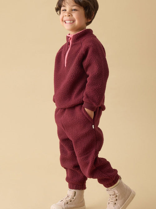 Dsiney Kidz - KIDLY by MORI Red Teal Soft Sherpa Fleece Jumper image 1