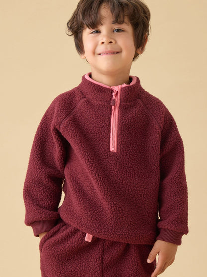 Dsiney Kidz - KIDLY by MORI Red Teal Soft Sherpa Fleece Jumper image 2