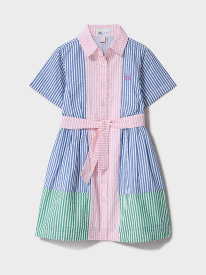 Crew Clothing Blue Mix Ticking Shirt Dress image 1