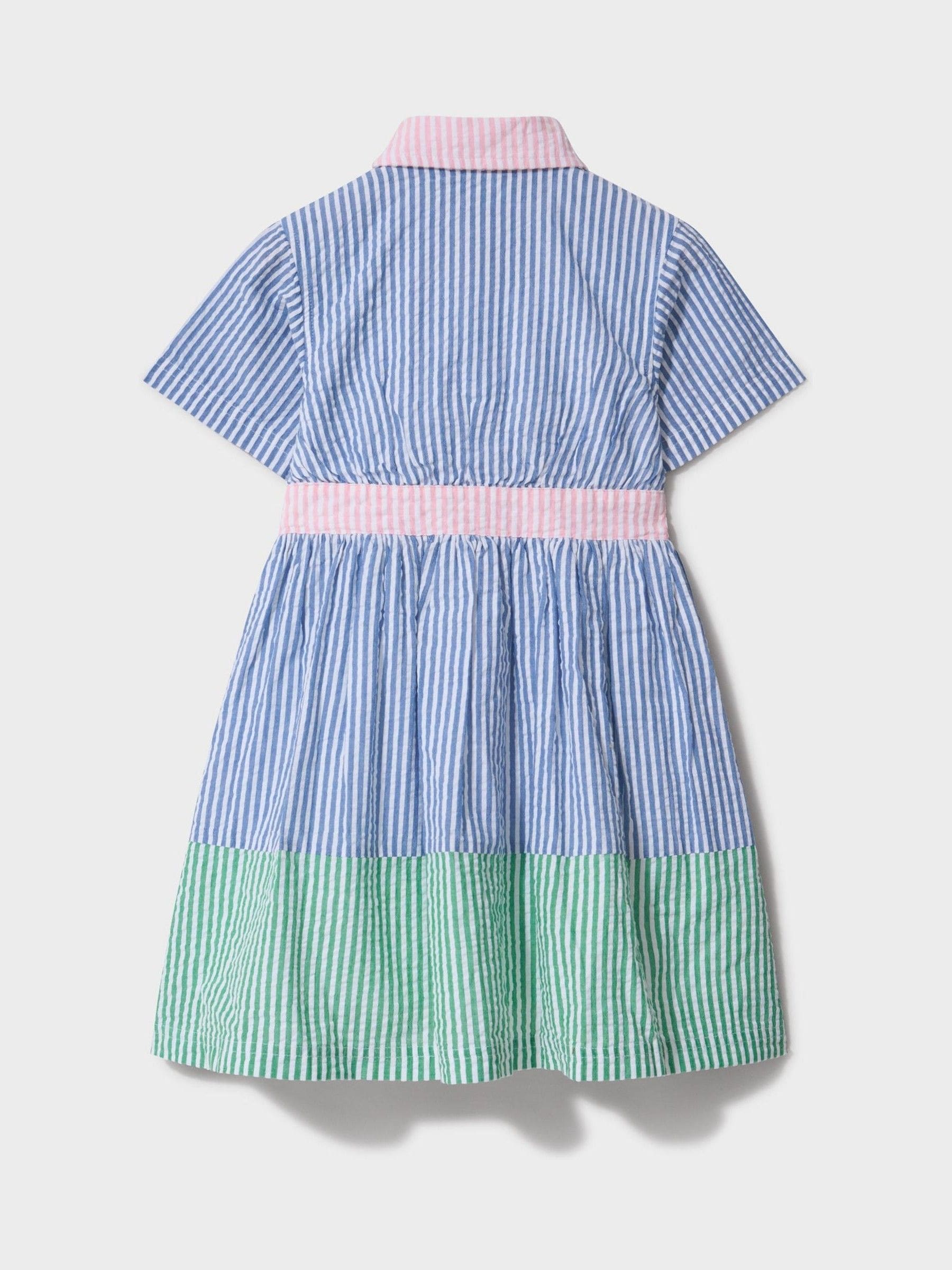 Crew Clothing Blue Mix Ticking Shirt Dress image 2