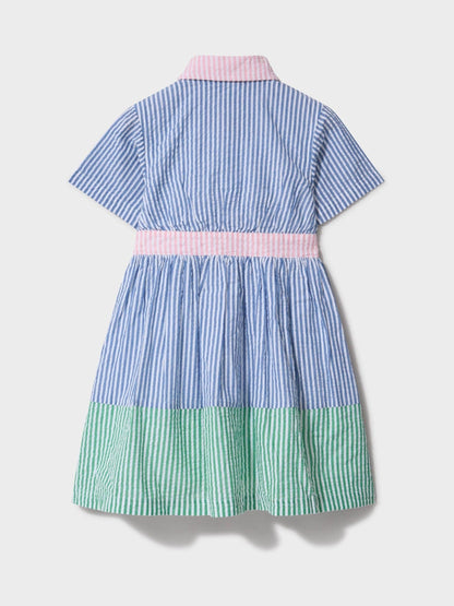 Crew Clothing Blue Mix Ticking Shirt Dress image 2